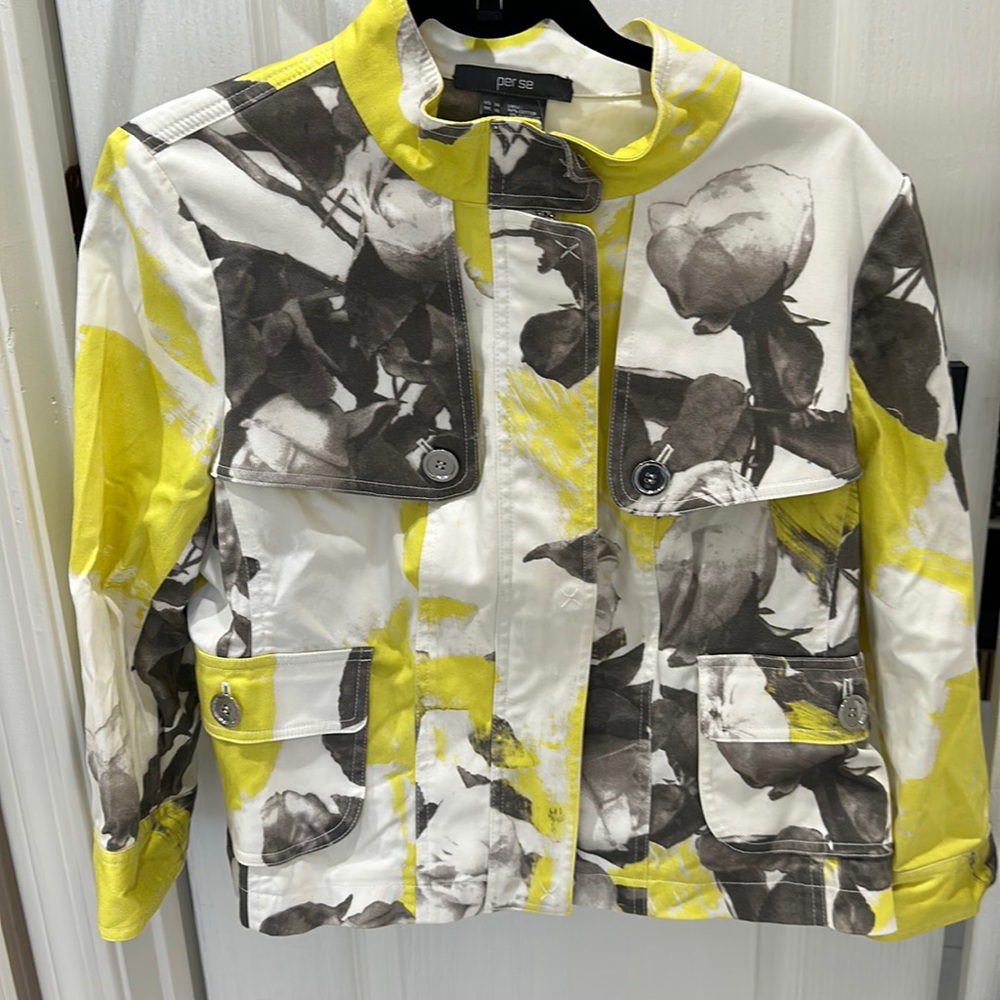 Grey and Yellow Per Se Jacket